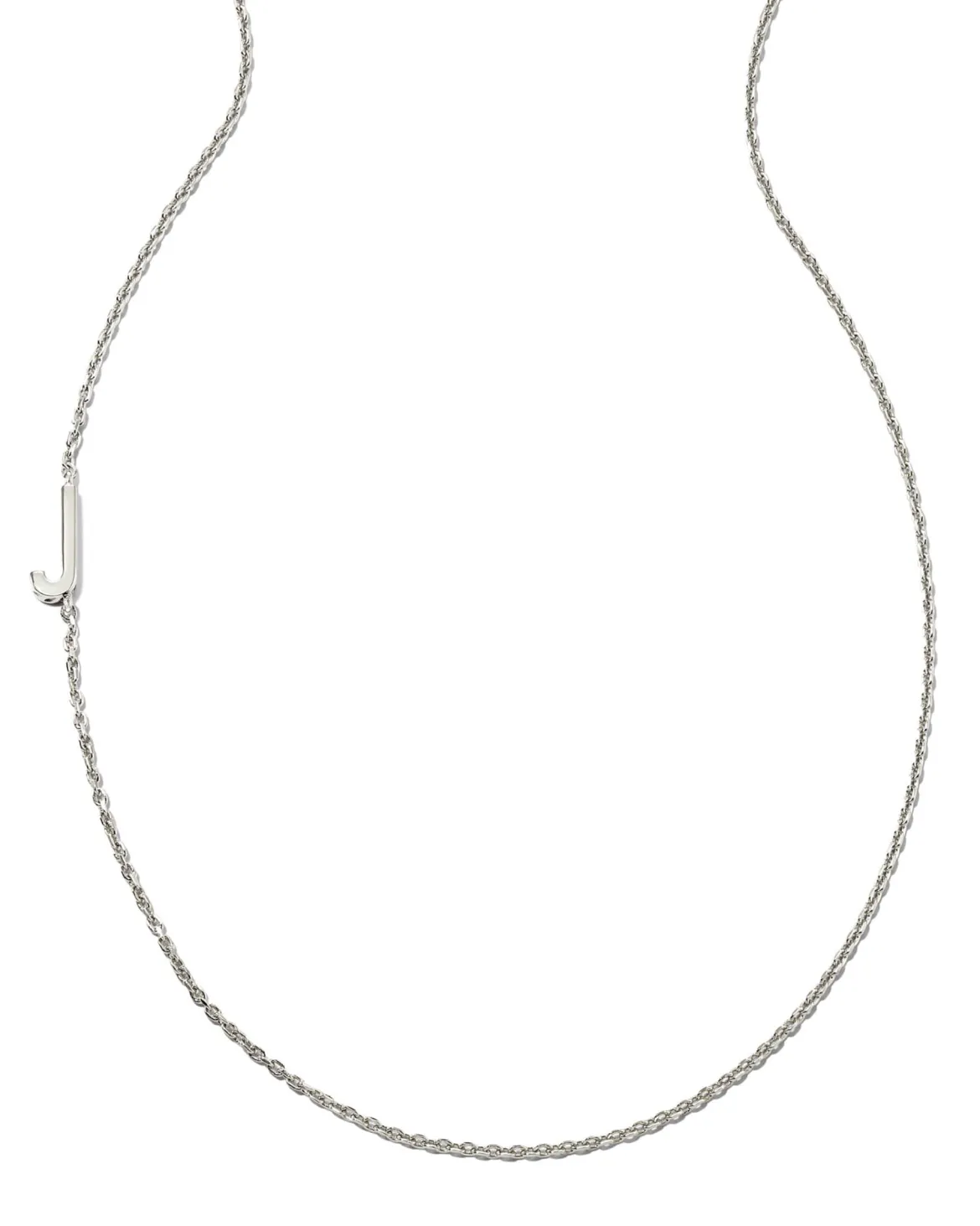 Letter J Inline Initial Necklace in Sterling Silver