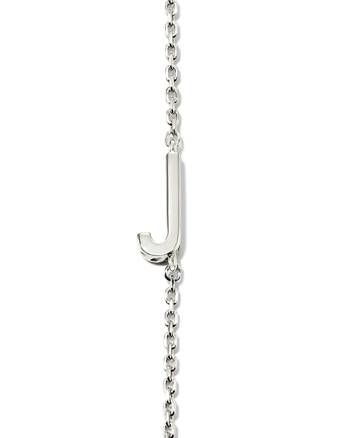 Letter J Inline Initial Necklace in Sterling Silver