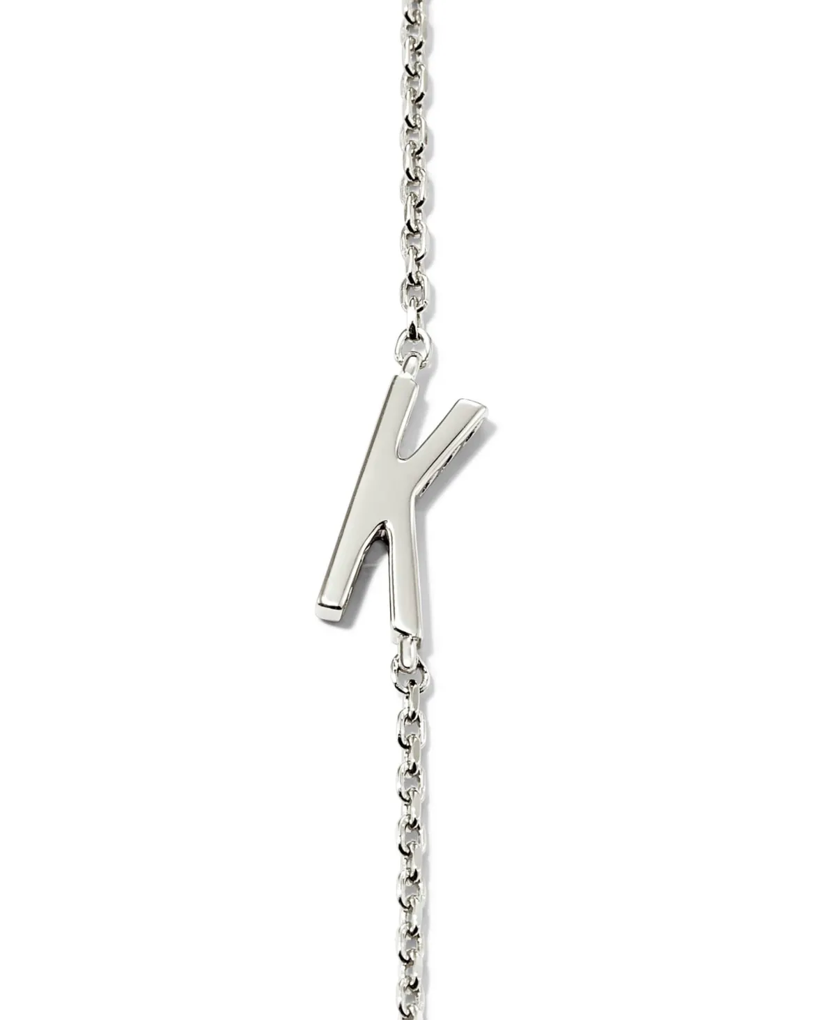 Letter K Inline Initial Necklace in Sterling Silver