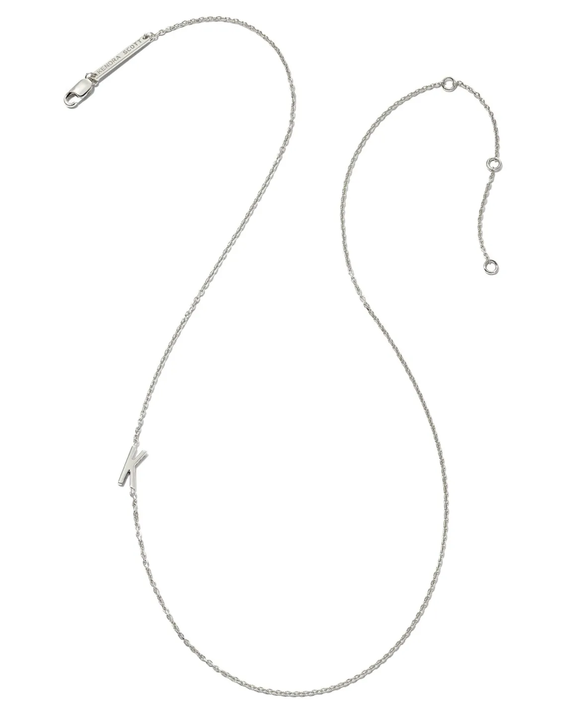 Letter K Inline Initial Necklace in Sterling Silver
