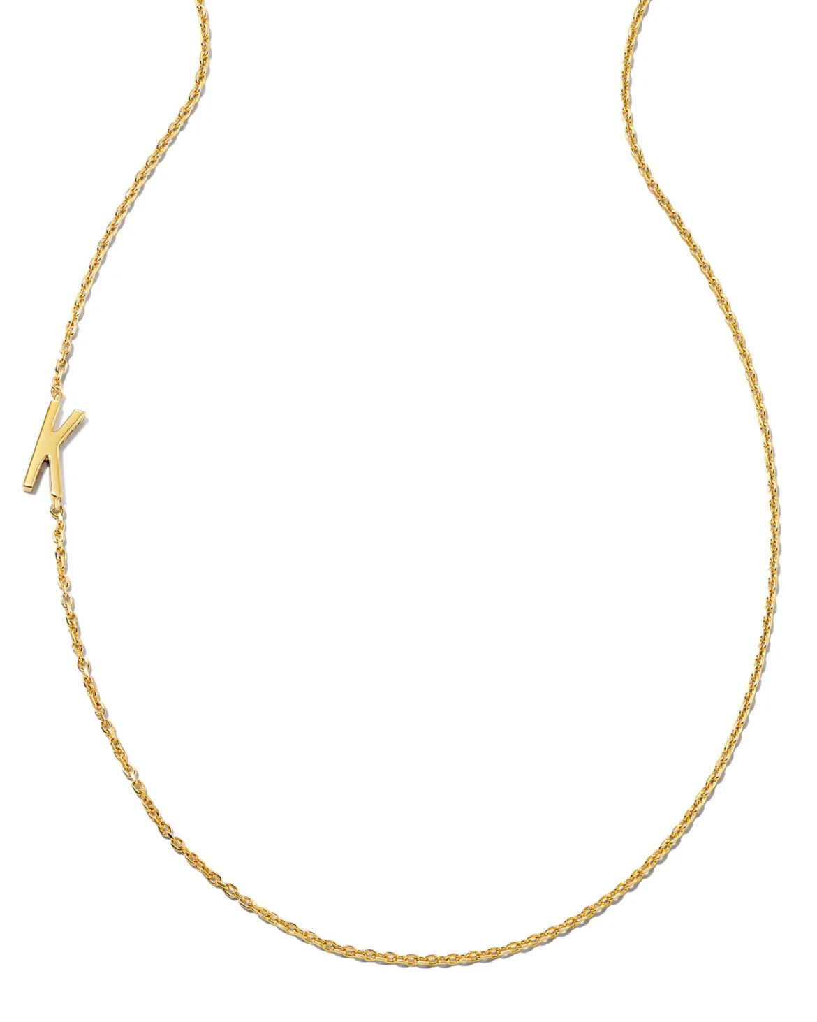 Letter K Inline Initial Necklace in 18k Gold Vermeil