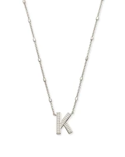 Letter K Pendant Necklace in Silver