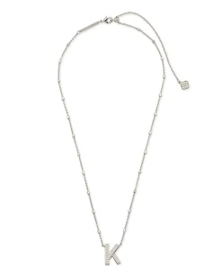 Letter K Pendant Necklace in Silver