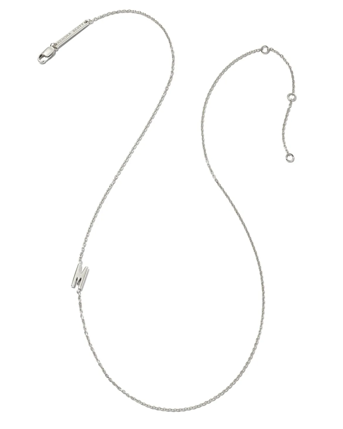 Letter M Inline Initial Necklace in Sterling Silver