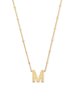 Letter M Pendant Necklace in Gold