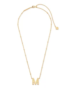 Letter M Pendant Necklace in Gold