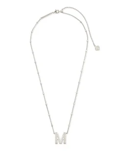 Letter M Pendant Necklace in Silver