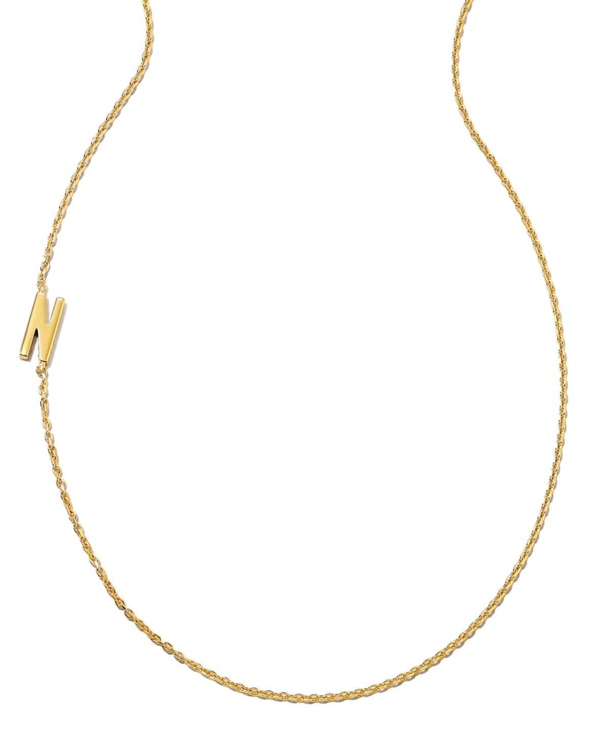 Letter N Inline Initial Necklace in 18k Gold Vermeil