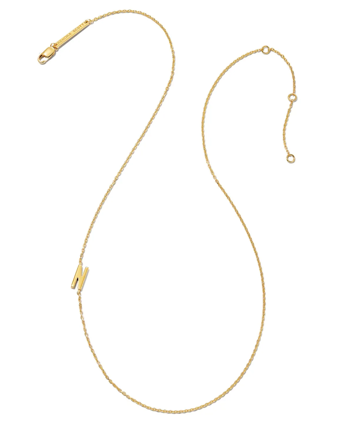 Letter N Inline Initial Necklace in 18k Gold Vermeil