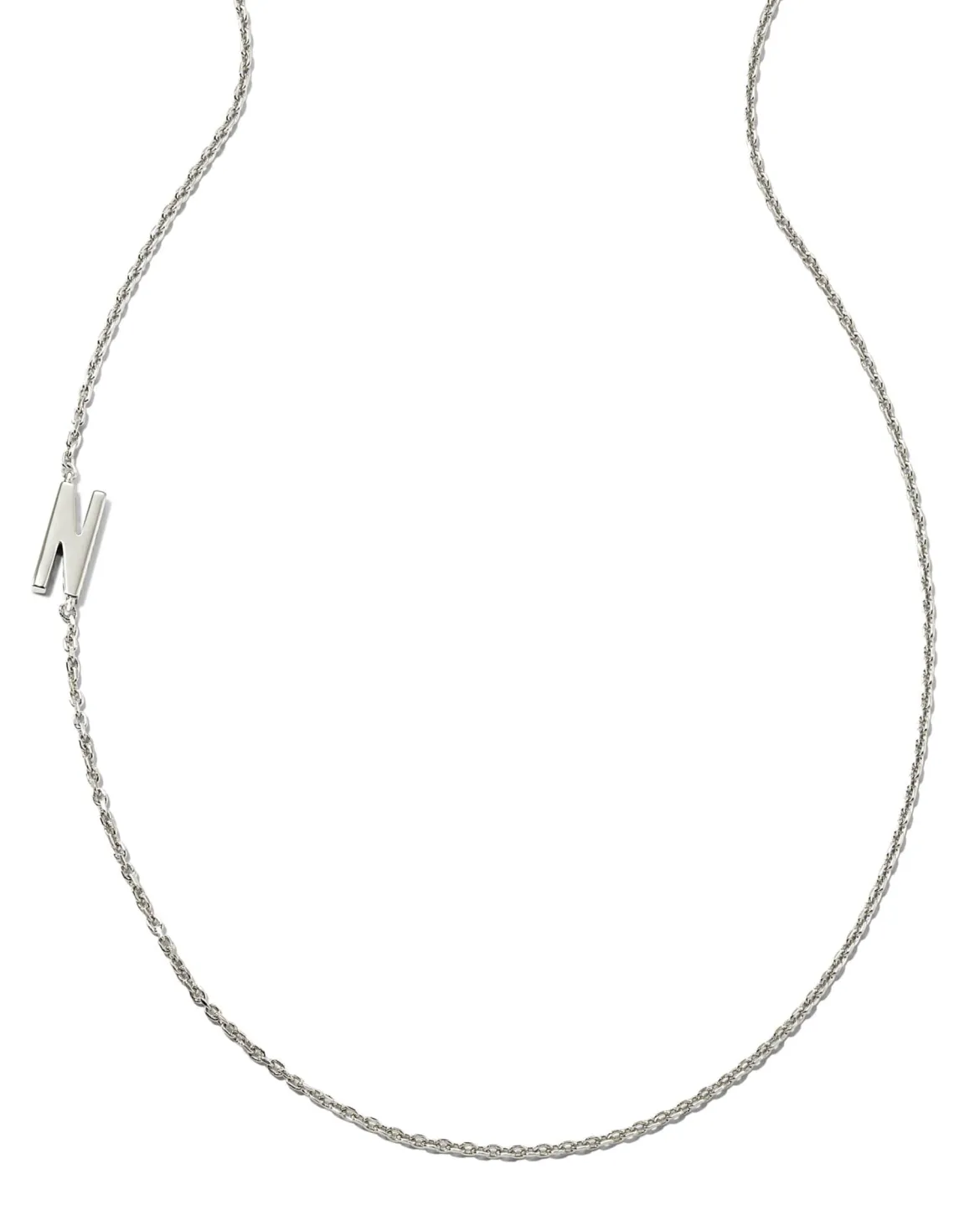 Letter N Inline Initial Necklace in Sterling Silver