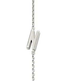 Letter N Inline Initial Necklace in Sterling Silver