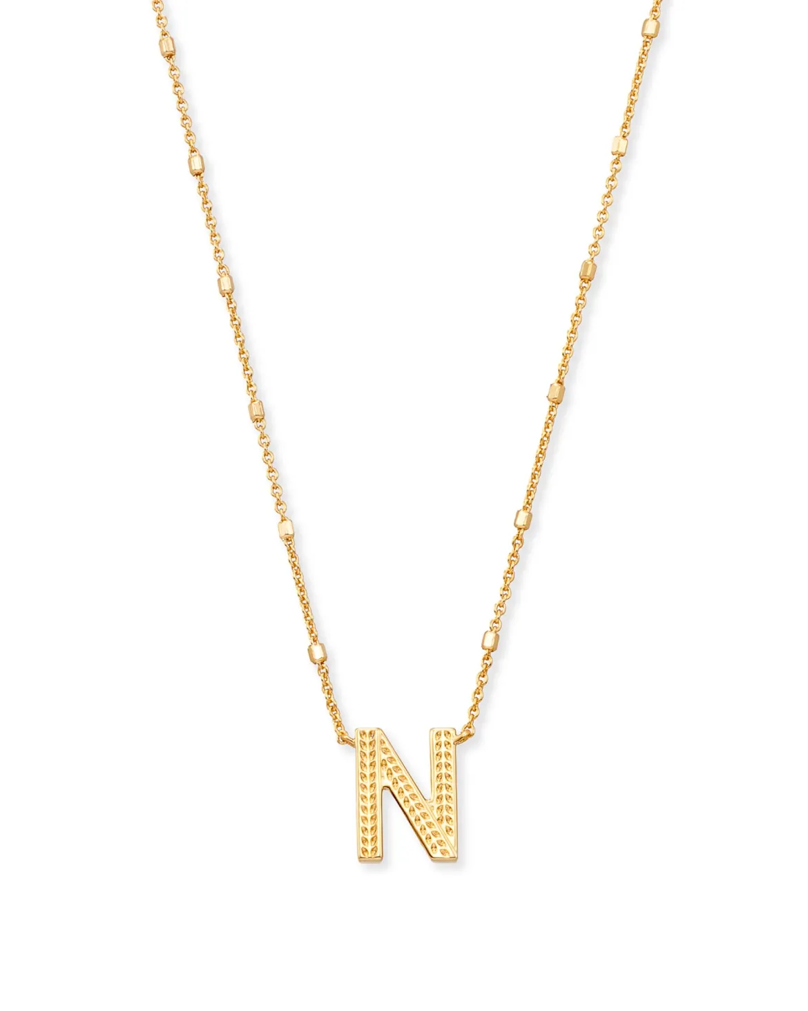 Letter N Pendant Necklace in Gold