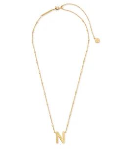 Letter N Pendant Necklace in Gold