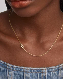 Letter O Inline Initial Necklace in 18k Gold Vermeil