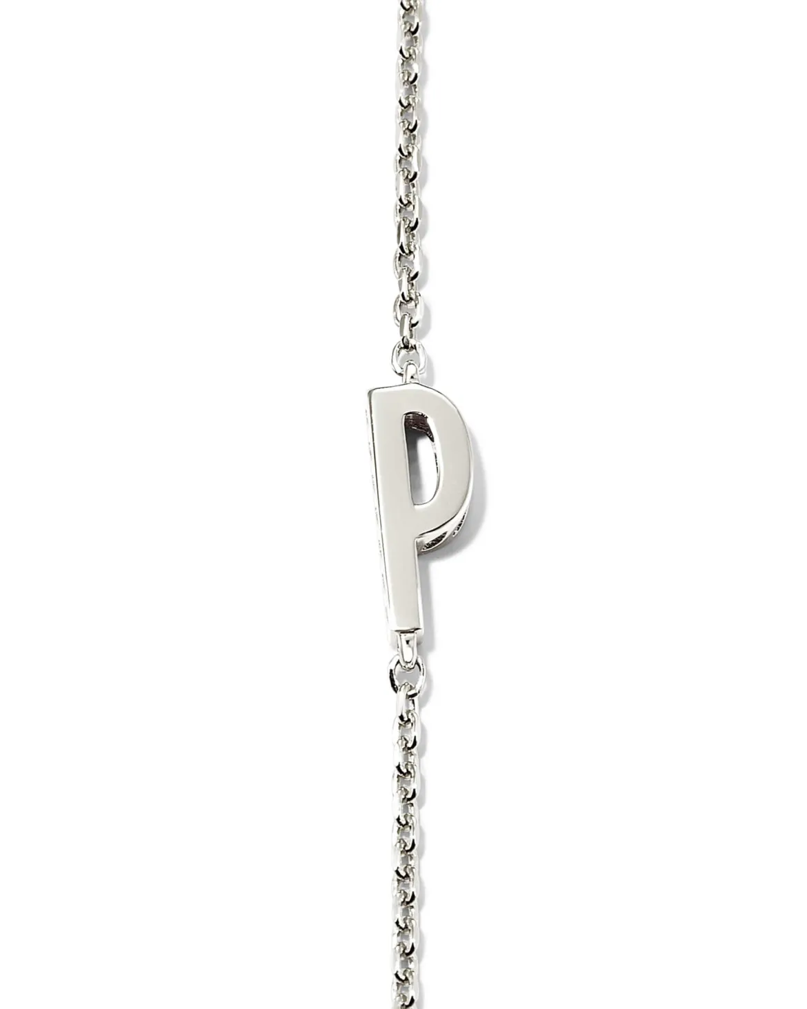 Letter P Inline Initial Necklace in Sterling Silver