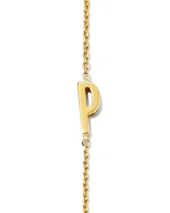 Letter P Inline Initial Necklace in 18k Gold Vermeil