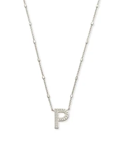 Letter P Pendant Necklace in Silver