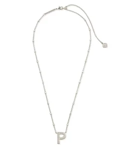 Letter P Pendant Necklace in Silver