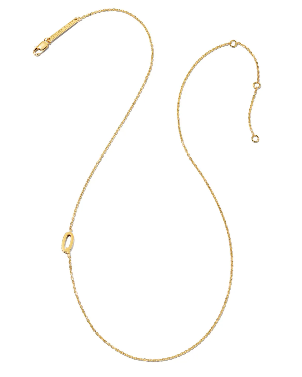 Letter Q Inline Initial Necklace in 18k Gold Vermeil