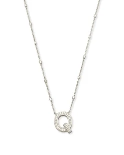 Letter Q Pendant Necklace in Silver