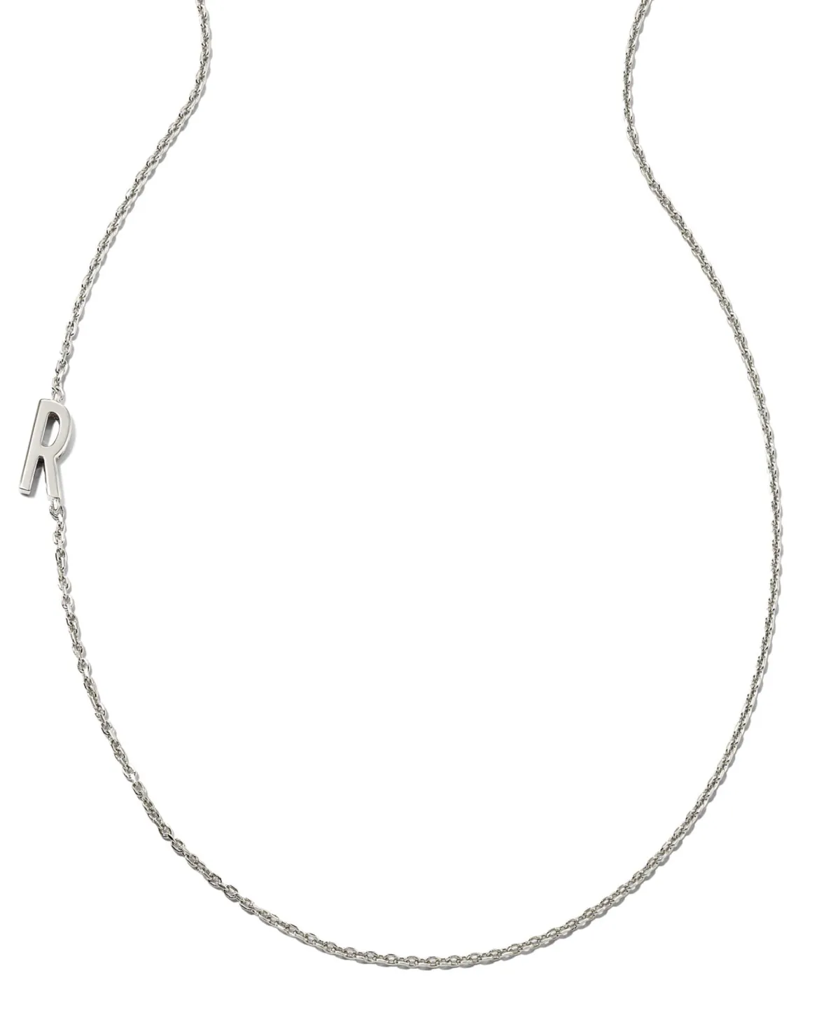 Letter R Inline Initial Necklace in Sterling Silver