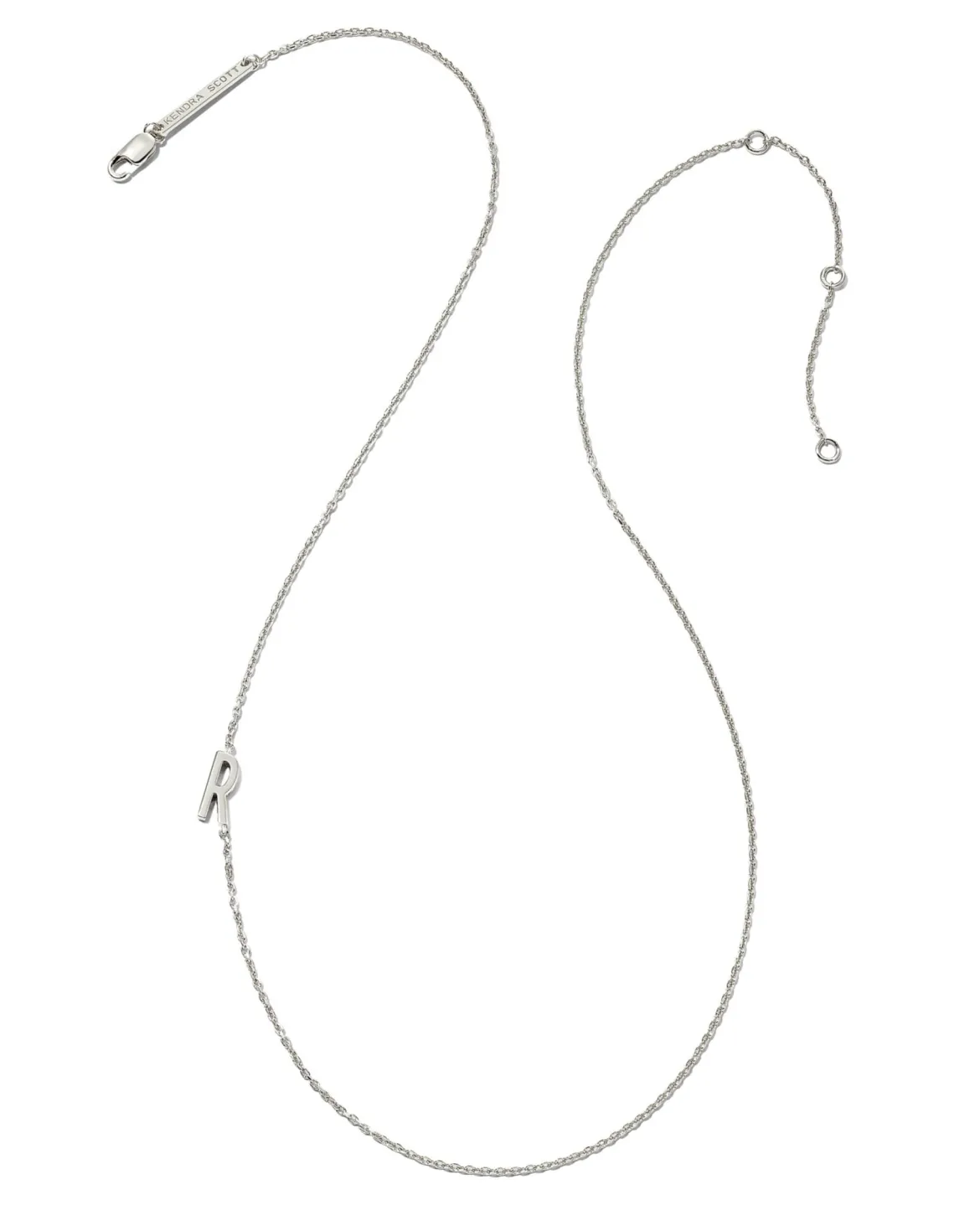 Letter R Inline Initial Necklace in Sterling Silver