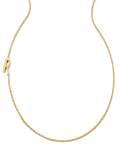 Letter R Inline Initial Necklace in 18k Gold Vermeil