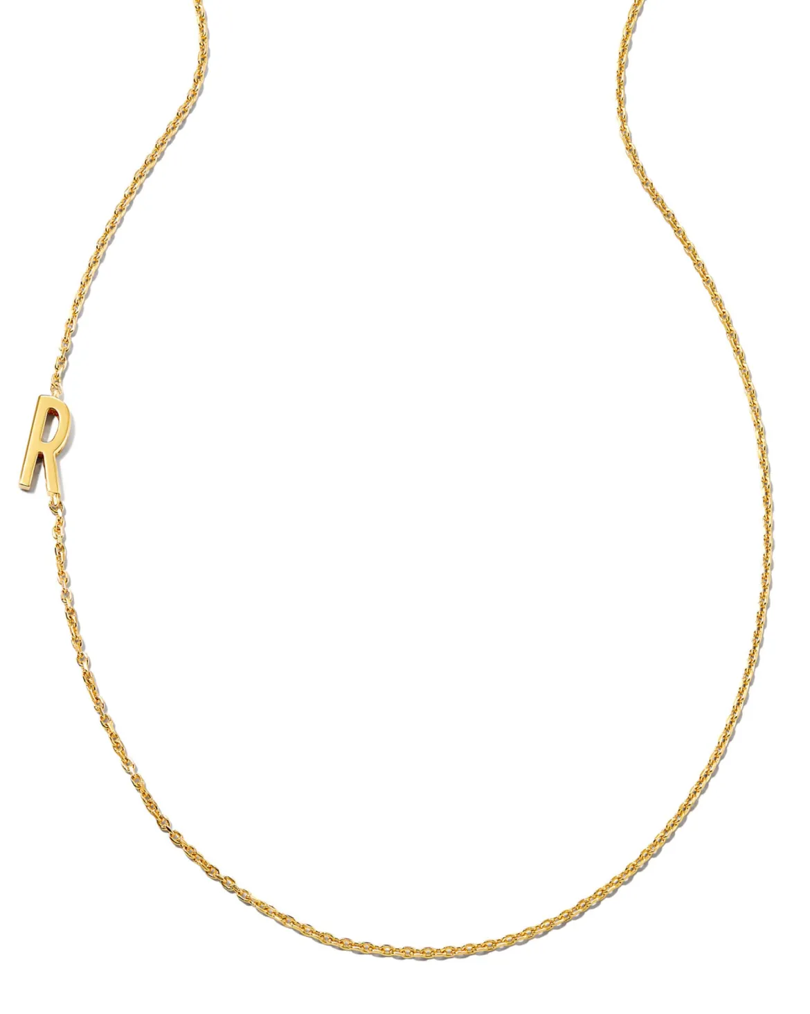 Letter R Inline Initial Necklace in 18k Gold Vermeil