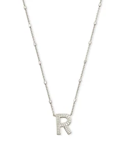 Letter R Pendant Necklace in Silver
