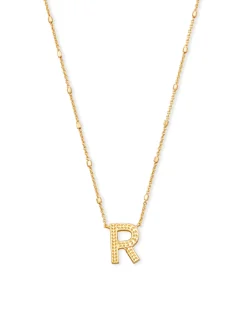 Letter R Pendant Necklace in Gold