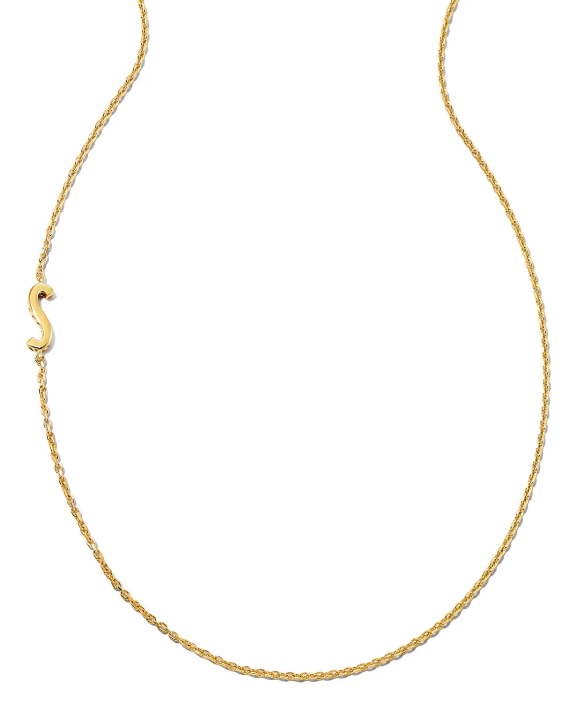 Letter S Inline Initial Necklace in 18k Gold Vermeil