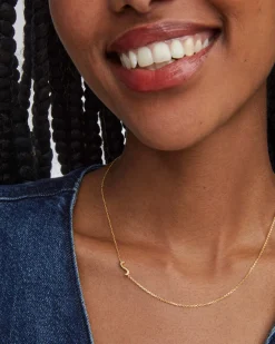 Letter S Inline Initial Necklace in 18k Gold Vermeil