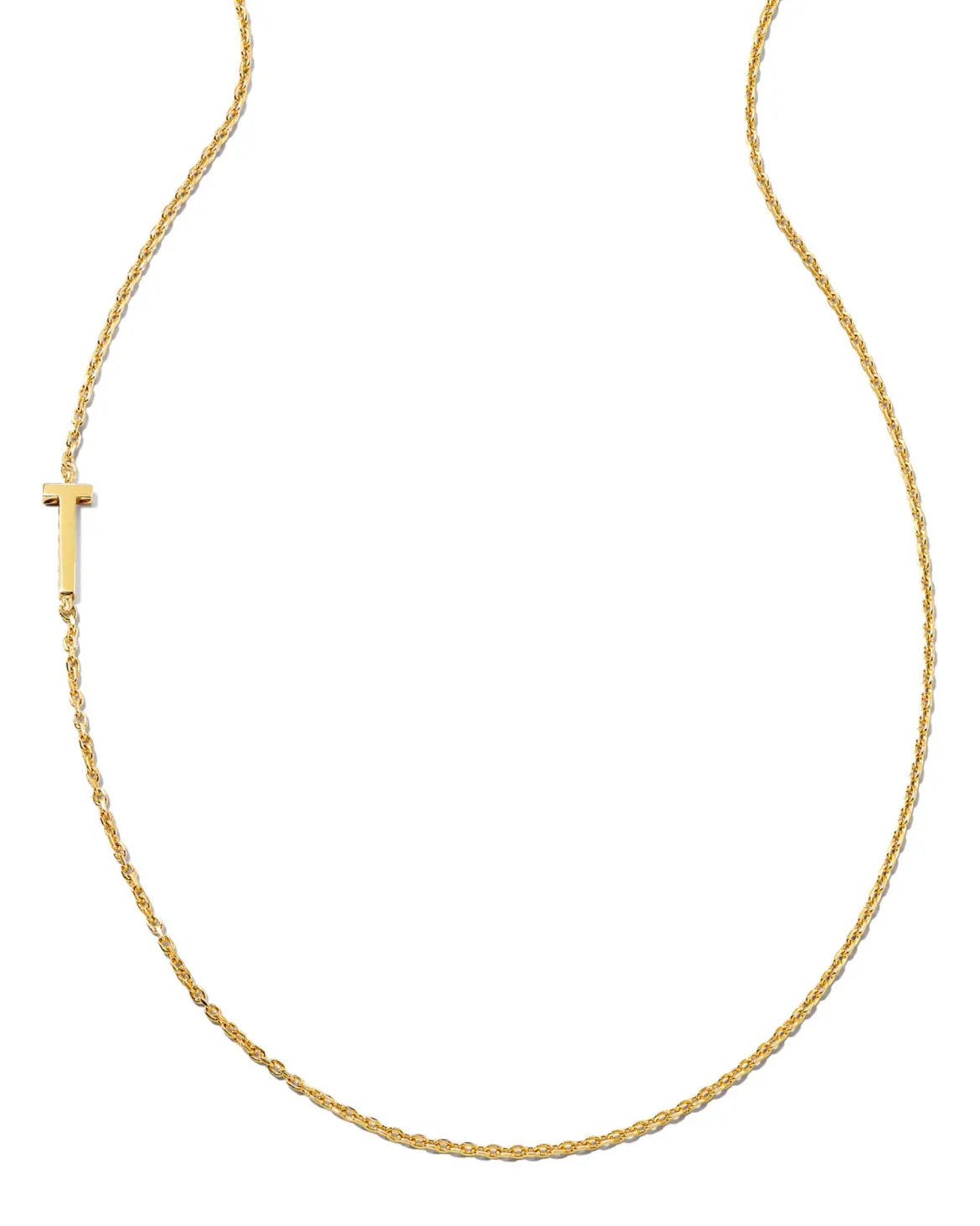 Letter T Inline Initial Necklace in 18k Gold Vermeil