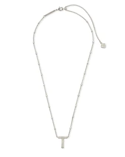 Letter T Pendant Necklace in Silver