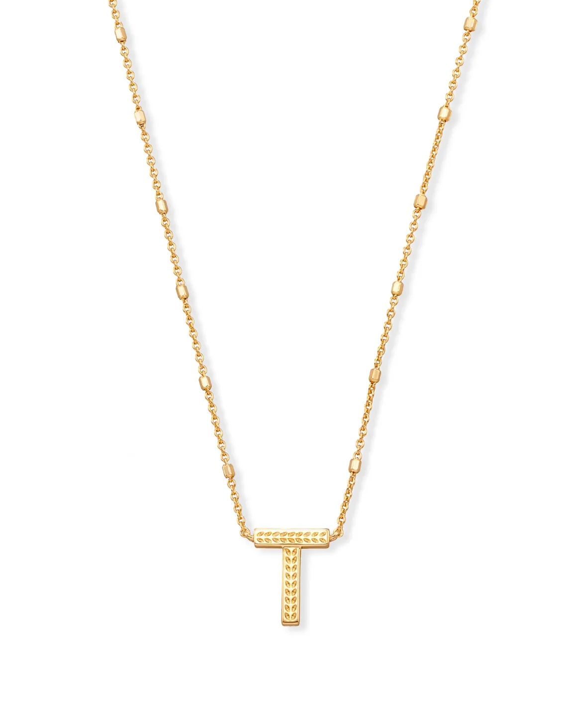 Letter T Pendant Necklace in Gold