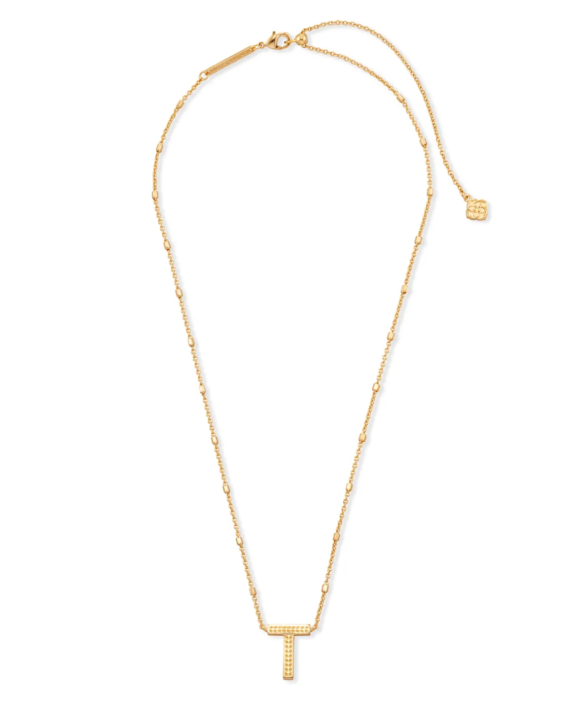 Letter T Pendant Necklace in Gold