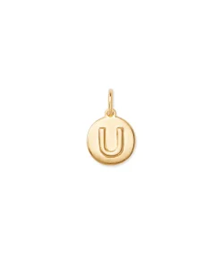 Letter U Coin Charm in 18k Gold Vermeil
