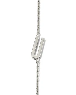 Letter U Inline Initial Necklace in Sterling Silver