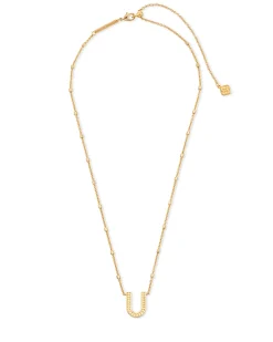 Letter U Pendant Necklace in Gold