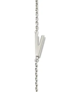 Letter V Inline Initial Necklace in Sterling Silver