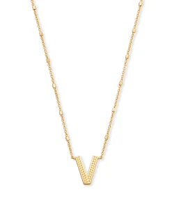 Letter V Pendant Necklace in Gold