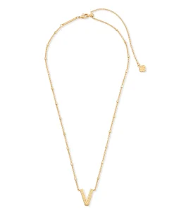 Letter V Pendant Necklace in Gold