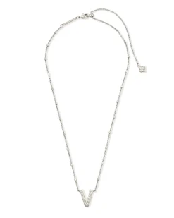 Letter V Pendant Necklace in Silver