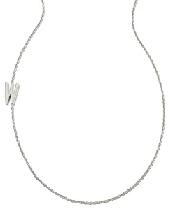 Letter W Inline Initial Necklace in Sterling Silver