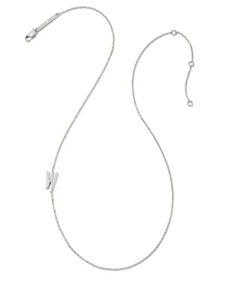 Letter W Inline Initial Necklace in Sterling Silver