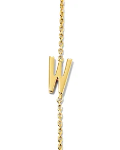 Letter W Inline Initial Necklace in 18k Gold Vermeil