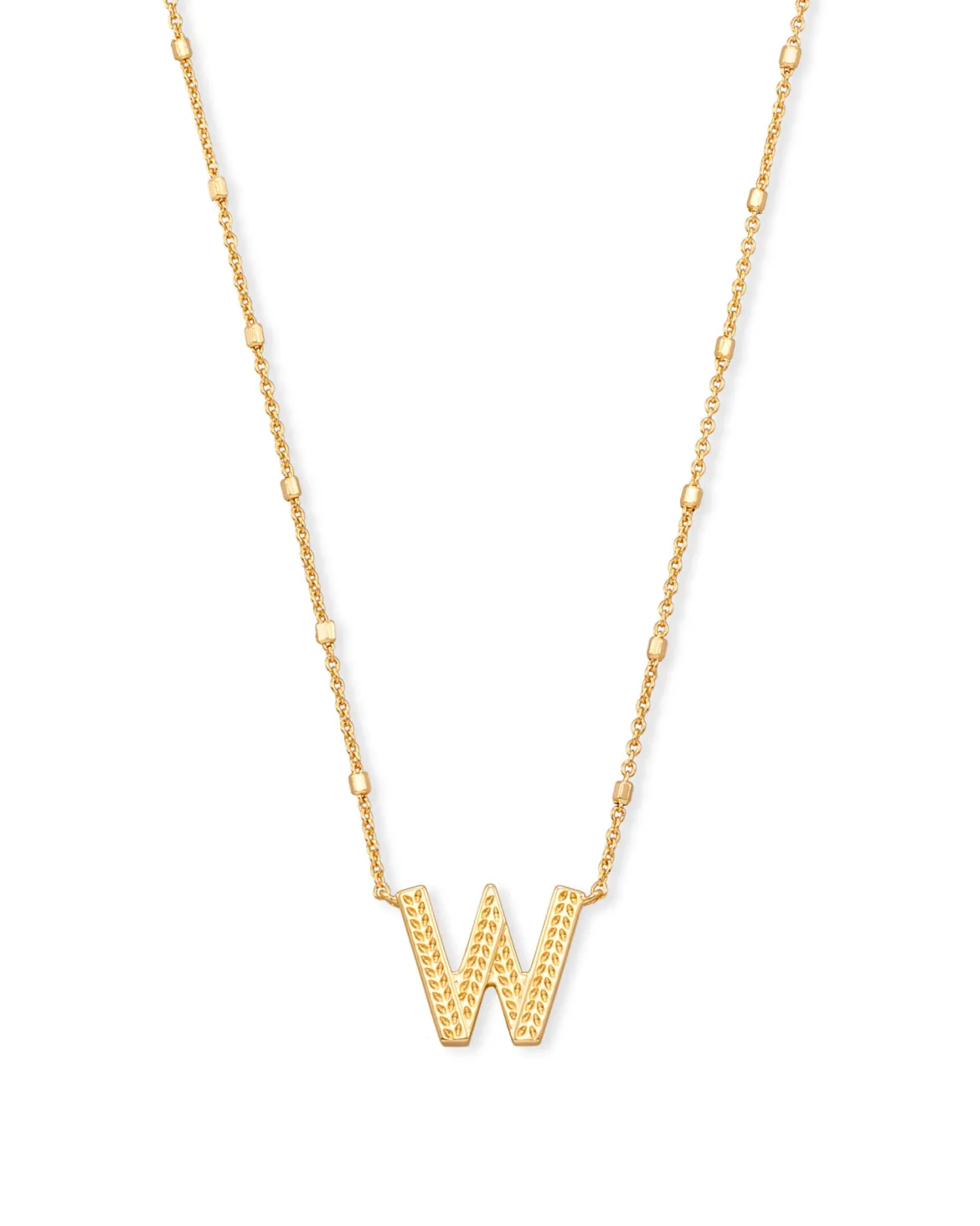 Letter W Pendant Necklace in Gold