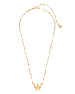 Letter W Pendant Necklace in Gold