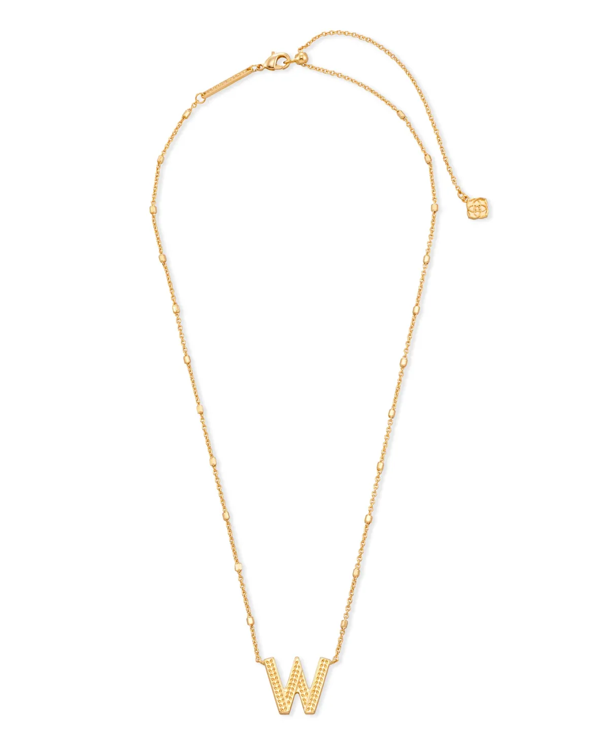 Letter W Pendant Necklace in Gold
