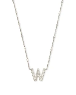 Letter W Pendant Necklace in Silver